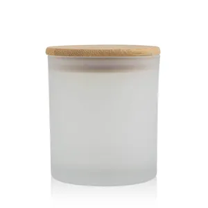 Venta caliente tarro de vidrio con tapa de corcho precio al por mayor barato fabricación de velas tarro de vidrio esmerilado tarro tapa de Bambú