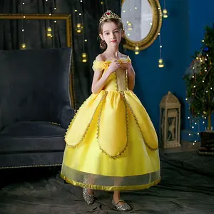Déguisement de noël pour petites filles, tenue de fête du nouvel an, costume de princesse Belle du film la Belle et la bête