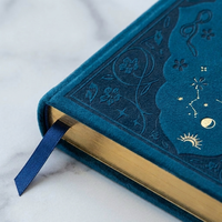 Carnet de notes A5 LABON Luxueux Bleu Paon Céleste avec Couverture Rigide Dorée en Relief, Planificateur Galaxie Constellation, Idéal Cadeau
