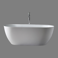 Baignoire autoportante ovale moderne de luxe Zevana modèle 7103 en acrylique blanc pour adulte, bain à remous 1 personne, avec drain portable