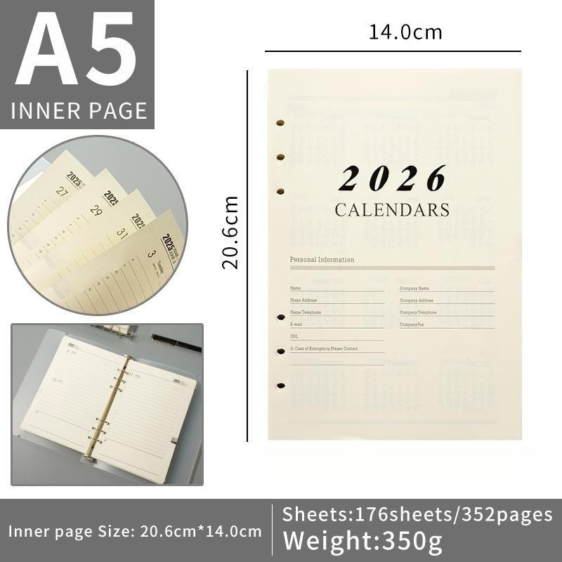 English calendar pages (January 2026 - December 2026)