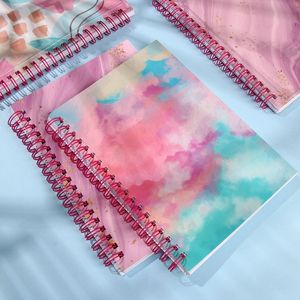 LABON Watercolor Cover Design 48Pages Notebook B6 Spiral Coil Notebook Diary Planner Loose-Leaf Notepad Student School Gift