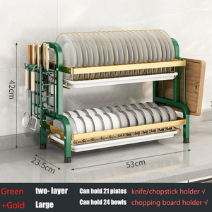Estante para platos de <span class=keywords><strong>2</strong></span>/3 niveles con bandeja, soporte para tabla de cortar de drenaje, estante para platos para mostrador de cocina, organizador de almacenamiento - Product Image 5
