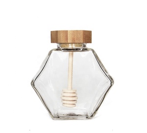 Barattoli di Vetro per Miele da 100ml, Mini Contenitori Esagonali con Coperchio in Legno di Bambù - Product Image 6