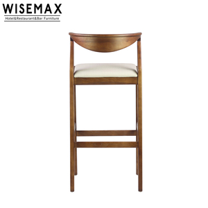 WISMAX Furniture Modern Minimalist Fashion Solid Wood <strong>Bar</strong> Chair Leather <strong>Wooden</strong> <strong>Bar</strong> <strong>Stool</strong> <strong>with</strong> <strong>Backs</strong> for Home Living Room - Product Image 5
