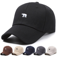Gorra de Béisbol Personalizada con Logotipo, 6 Paneles, Visera Curva, Ajustable, Unisex, Bordada con Oso Polar, Logotipo Minimalista, Gorra Deportiva