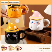 Nouvelle Tasse à Café en Céramique Écologique Personnalisée avec Motif de Chat Magique, Style Cartoon, avec Poignée, Souvenir Créatif pour Animaux de Compagnie