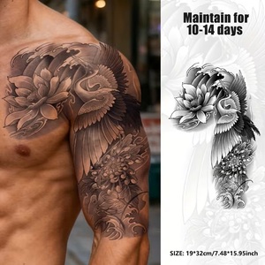 Half Arm Herbal Juice Semi Permanent Tattoo <b>Sticker</b> Waterproof Face Body Art for Men Women - Product Image 1