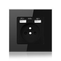 Prise murale USB de type français SUMMAO en verre trempé avec double USB DC 5.0V/2100mA 250V blanche, garantie de 3 ans pour usage résidentiel