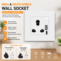 Prise murale Inde Afrique du Sud avec chargeur USB type C, prise électrique universelle 6A 16A 5A 15A