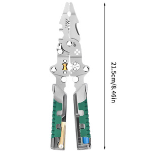 Pince à dénuder multifonctionnelle pour électricien, spéciale pour mesurer, diviser, enrouler, sertir et plier les fils, verte/argentée - Product Image 5