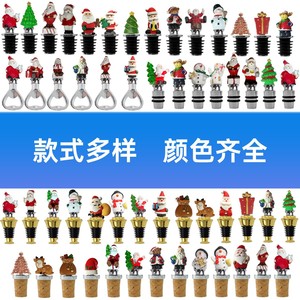 Christmas <b>Bottle</b> Stopper Set Cartoon Santa Snowman Wine <b>Corks</b> Metal Durable Bar Decor - Product Image 1