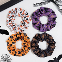 Coleteros Texturizados de Halloween para Mujer, con Estampado de Telaraña, Calabaza y Murciélago, Coleteros Elásticos Grandes, Accesorios para el Cabello para Fiestas y Festivales