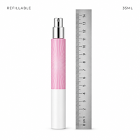Flacon de parfum vide, vaporisateur de voyage 35 ml, atomiseur fin avec capuchon en métal doré, flacon de parfum rechargeable blanc, vente en gros, logo personnalisé