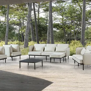 Conjunto de sofá de alumínio para conversas, melhor sofá secional para pátio externo e jardim ao ar livre, ideal para hotel
