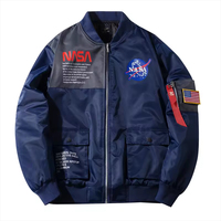 Nouvelle veste bomber NASA pour homme, coupe ample, fermeture éclair, coupe-vent, écologique, grande taille, fabriquée en usine pour l'hiver