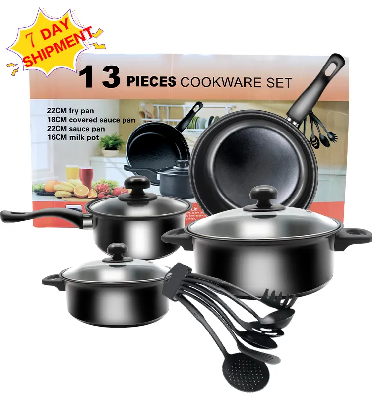 Amazon Hot Selling High Quality Non Stick Die Casting Cast Iron Kitchen Cooking Pot Frying Pan Casserole Cookware Sets
