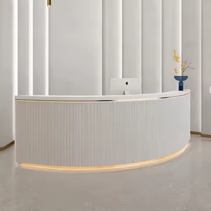 Custom Curved Reception Counter Modern Office <b>Desk</b> Furniture Glossy Piano Varnish Beauty Salon Reception <b>Desk</b> - Product Image 1