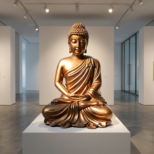 Statue de <span class=keywords><strong>Bouddha</strong></span> dorée et sereine - Fabriquée sur mesure et installée professionnellement pour votre espace sacré - Product Image 1