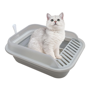 OF New Design Semi-Closed Higher Fence <b>Plastic</b> <b>Large</b> Cat Litter <b>Trays</b> Cat Litter Box With Shovel - Product Image 1