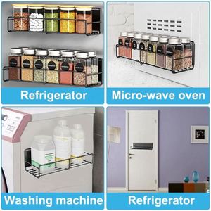 Hanging Wall <b>Spice</b> <b>Rack</b>, Wall Mounted Stackable <b>Spice</b> Organizers, Seasoning Organizer <b>with</b> Hooks Kitchen Accessories Metal - Product Image 5
