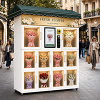 Distributeur Automatique Commercial de Fleurs Réfrigéré à 10 Portes, Écran Tactile Extérieur, Casier Floral, Autocollants Personnalisables, Basé sur le Cloud