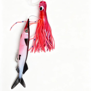 Leurre de pêche Ballyhoo en PVC imprimé, 122g, 10 pouces, pour la pêche en eau salée et la pêche à la ligne, équipé d'hameçons <span class=keywords><strong>VMC</strong></span>, de lignes de 1,2 mm et 1,8 m - Product Image 3