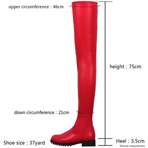 Bottes pour femme à talon bloc bas rouge et noir, bottes hautes au-dessus du genou pour femme 2025 - Product Image 6