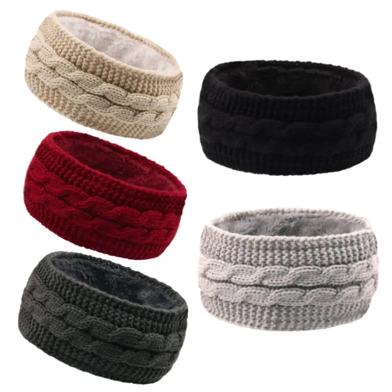 Winter Hair Accessories Warm Wide Fleece Hair Band Thicken Fluffy Headband Knitted Wool Hairbands for Women