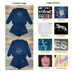 Ingrosso Logo Personalizzato 2 Pezzo Set <span class=keywords><strong>Felpa</strong></span> a Manica Lunga <span class=keywords><strong>Pantaloncini</strong></span> <span class=keywords><strong>Pantaloncini</strong></span> da Tuta di Terry Francese Set <span class=keywords><strong>con</strong></span> <span class=keywords><strong>Felpa</strong></span> - Product Image 2