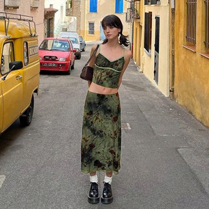 Women's Floral Print Midi Skirt Vintage A-Line Skirt with <b>lace</b> <b>Elastic</b> Waist and Wrinkled Edges Casual and Party Wear 2026 - Product Image 2