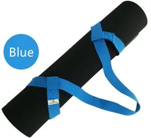 wholesale customized Eco friendly adjustable sports fitness blue organic polyester cotton yoga mat carry strap for sale