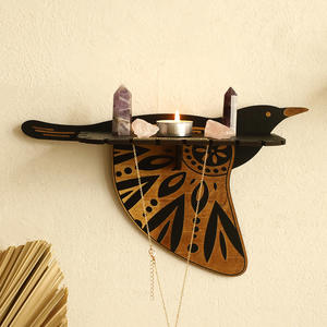 लकड़ी पक्षी क्रिस्टल शेल्फ उपचार क्रिस्टल भंडारण फांसी दीवार सजावट कला और शिल्प प्रदर्शन घर सजावट - Product Image 3