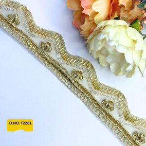 Borde de encaje bordado floral personalizado Bordes de trabajo de hilo multicolor elegantes Ideal para prendas y fiestas de novia y alta costura - Product Image 2