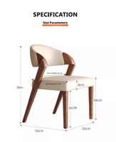 Chaise de salle à manger en bois massif de style nordique moderne, coussin rembourré en cuir PU, fauteuil ergonomique pour la maison, le restaurant, le café, l'hôtel