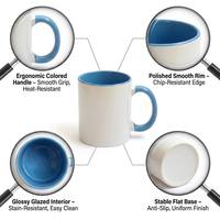 Mug en céramique bicolore pour sublimation (qualité AA) – Tasse à café personnalisable avec logo en couleur, idéale pour offrir