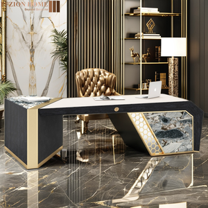 Di lusso di fascia alta con superficie in marmo naturale blu navy <span class=keywords><strong>scrivania</strong></span> da ufficio tavolo da studio - Product Image 1