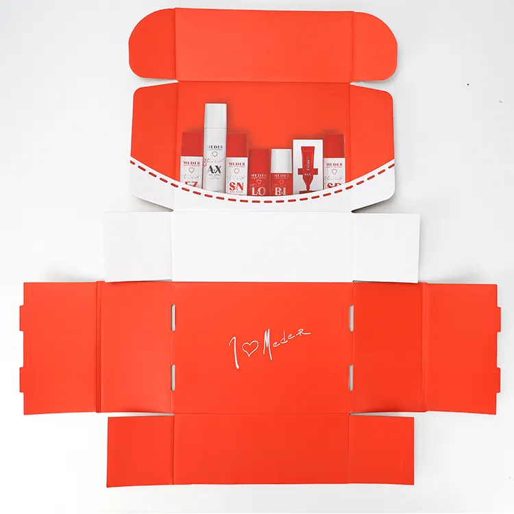 Caja de envío de impresión de comercio electrónico único por ambos lados, Logo personalizado, flauta de papel corrugado E B, venta al por mayor de Amazon