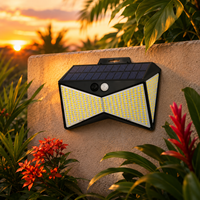 Lampe murale solaire à LED double face avec détecteur de mouvement, étanche, pour terrasse, balcon, jardin