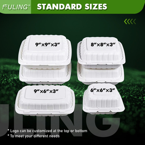 Fuling 150 gói số lượng lớn 3 ngăn bản lề để đi hộp BPA miễn phí nhựa đưa ra dùng một lần vỏ sò thực phẩm ăn trưa container - Product Image 3