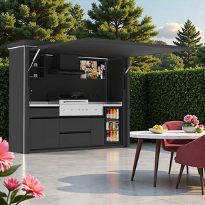Weatherproof <strong>Free</strong> <strong>Standing</strong> Outdoor BBQ <strong>Kitchen</strong> <strong>Unit</strong> with Drink Bar for Backyard Garden - Product Image 2