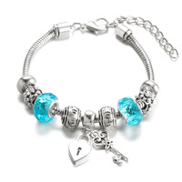 Bracelet unisexe de haute qualité avec fermoir mousqueton électroplaqué perlé 5 couleurs, chaîne serpent réglable et fermoir cœur charmant