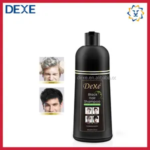 Dexe Fast Hair Black Color Shampoo With Ginger Herbal For White Hair Dye Black 500ml Family Using Black Hair Shampoo Bottle