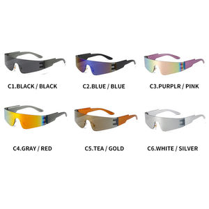 Tendance mode une pièce dames lunettes de soleil dégradé <span class=keywords><strong>futuriste</strong></span> sans cadre Design personnalisé Punk sport Style argent rouge bleu gris <span class=keywords><strong>PC</strong></span> - Product Image 4