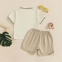 Tenues d'été pour bébé de marque privée, ensemble de 2 pièces, imprimé dinosaure, col rabattu, manches courtes, short et chemise pour tout-petit garçon, 1 pièce