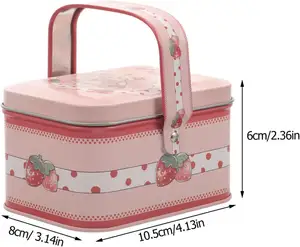 Gift Candy Cookie Tin Container Empty Metal Tins Box With Handle Rectangle Biscuit Storage Tin Can