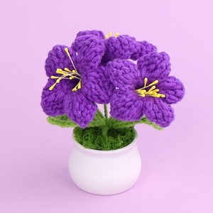 Planta en maceta de campanilla danesa tejida a mano, adorno para el hogar, ramo de lana artificial tejido a ganchillo, regalo para boda - Product Image 4