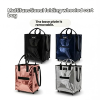 Sac de courses robuste et imperméable, doublure épaisse tissée pour chariot à linge avec poignées pour l'épicerie, le marché et le transport