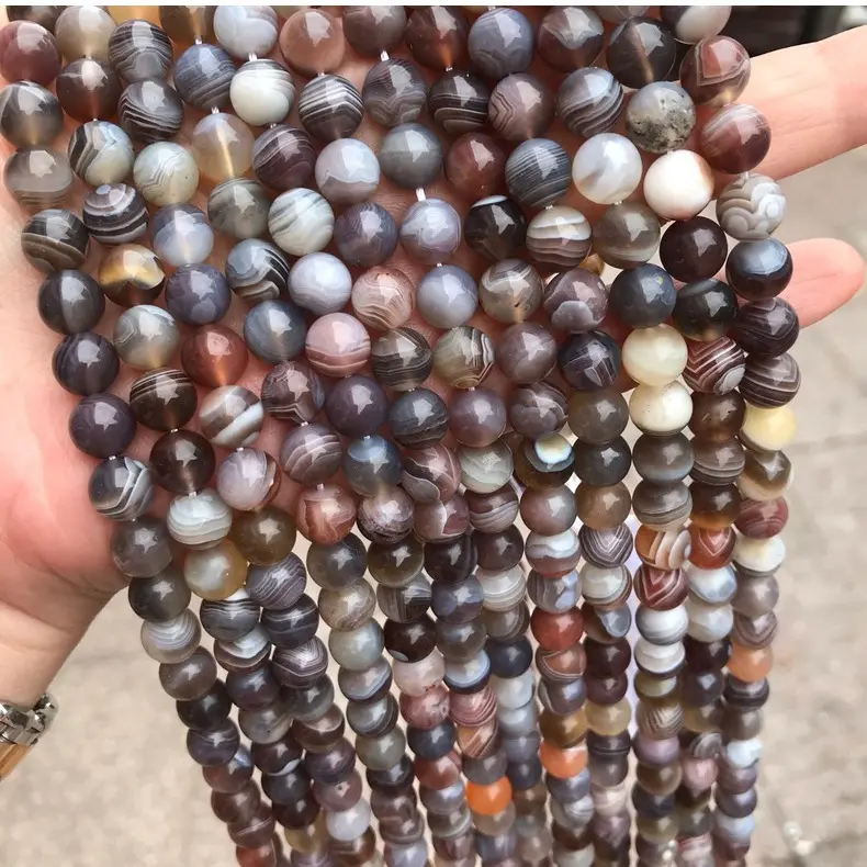 8mm Natural Botswana Sardonyx Agate Gemstone Round Loose Beads for DIY Jewelry Making