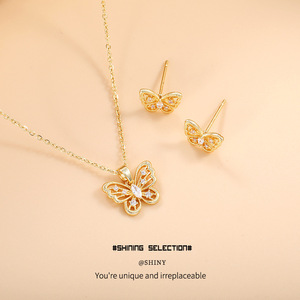 Ensemble de colliers papillon en alliage de zinc avec micro-incrustations, bijoux pour femmes, accessoire de mode pour soirée, chaîne de clavicule - Product Image 5